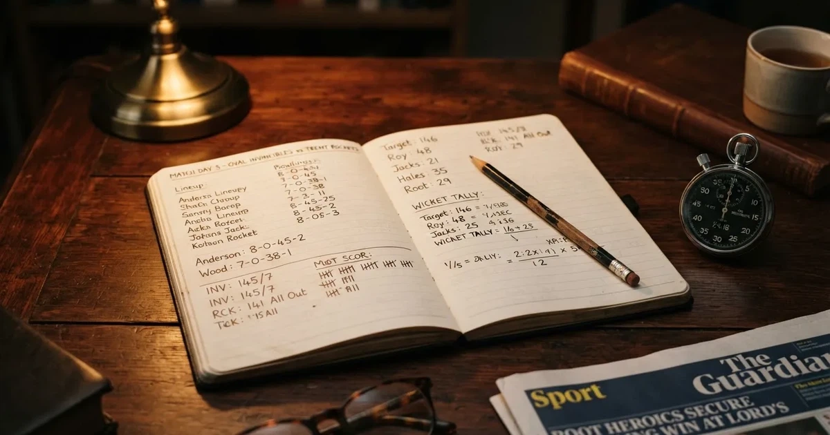 An open notebook with a pencil and a stopwatch on a wooden table